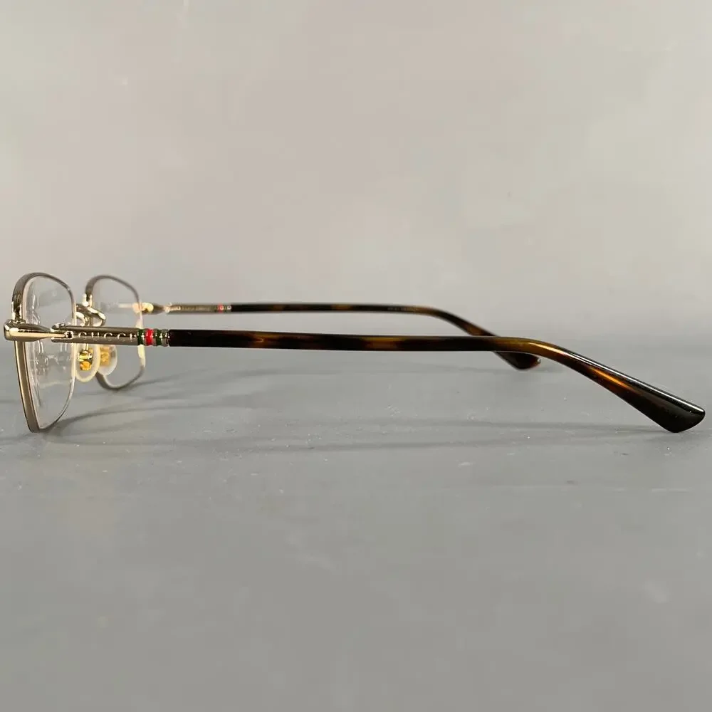 GUCCI Gold Tortoise Shell Metal Eyeglasses Frames